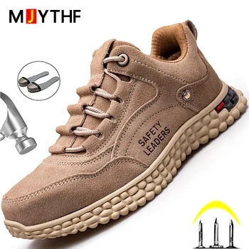 Autentice din Piele de Securitate a muncii Pantofi pentru Bărbați Pantofi de Lucru Adidași Bărbați Steel Toe Pantofi Cizme Anti-puncție Anti-opărire Sudor Pantofi