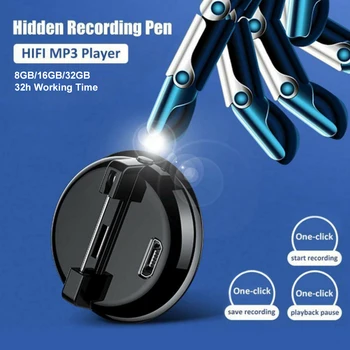 Badge Clip Voice Recorder Mini HD Voice Audio Recorder Portabil Noise Reduction Recording for Kids Students Adult