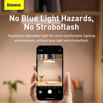 Baseus LED Lampa de Birou Magnetic Lampă de Masă pentru Studiu Cabinet de Lumină USB Reîncărcabilă fără Trepte de Reglaj Dormitor lumini de Noapte