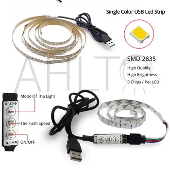 Benzi cu LED-uri de Lumină USB 2835SMD DC 5V Panglică Flexibil RGB Birou, TV cu Ecran Fundal Iluminat Cablu de Control Pentru Festivalul sala de Petrecere