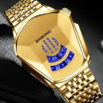 BINBOND Brand 2021 Aur încheietura ceas Pentru Bărbați tehnologie negru rezistent la apa student locomotiva tendință casual bărbați cuarț ceas