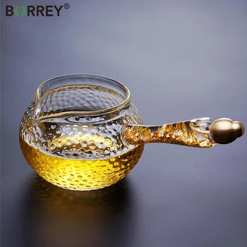 BORREY Ciocan Model de Ceainic de Sticlă Realizate manual Fluxul de Aur Mâner rezistent la Căldură de Sticlă Ceainic Cana de Cafea Oală Puer Kung Fu Ceainic