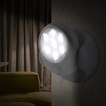 BORUiT 360 de Grade Rotative Senzor de Mișcare CONDUS Lumina de Noapte Dormitor Bucătărie Lampa de Noapte Wireless Coridor Lampă de Perete Senzor de Scara de Lumină