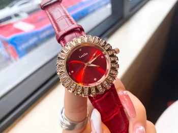 Brand de moda doamnelor ceasuri din oțel inoxidabil dial curea din piele cuarț ceas șapte culori pentru a alege Negru Ceas