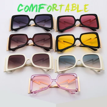 Brand Designer de Moda Fluture Pătrat ochelari de Soare Femei Vintage Fulger Cadru Gradient Supradimensionat Ochelari de Soare Pentru Femei UV400