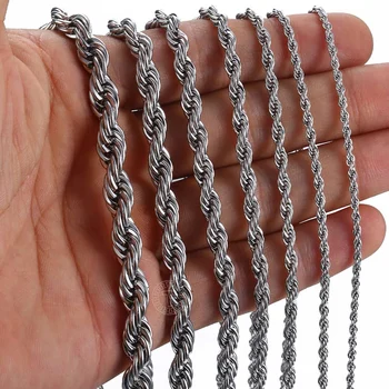 Bărbați Femei de zi cu Zi Colier 2 3 4 5 6mm Twist Rope Link-ul Lanț din Oțel Inoxidabil de Culoare Argintie Cadouri Bijuterii LKN76