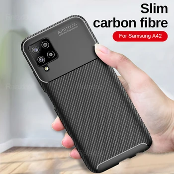 Carbon Fundas Acoperire Pentru Samsung Galaxy A42 Caz Moale Barele de protecție Huse Pentru Samsung Galaxy 42 5G 6.6
