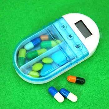 Ceas cu Alarmă inteligent cutie medicina Cutie de Depozitare Electronice de Distribuție Memento Cutii cu Medicamente Dual Grila Cutie de Pastile Pastile Organizator