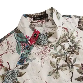 Celmia Vintage Print Floral Bluze De Vară 2021 Femei Bluza Din Bumbac Cu Guler Casual Butoane De Moda Topuri Camasi Cu Maneca Scurta