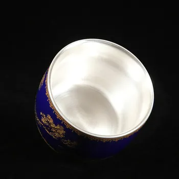 Ceramica Ceașcă De Ceai Din Argint Stil Chinezesc Maestru Kung-Fu Cup Handmade Placate Cu Argint Ceașcă De Ceai De Băut Bol De Ceai Negru Teaware