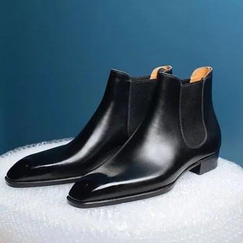 Cizme barbati Nou-Moda din Piele Pu Slip-on Chelsea Boot de sex Masculin Business Casual Stil Britanic Pantofi Rochie Zapatos Para Hombre KA005