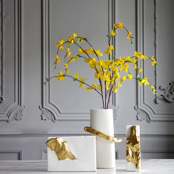 Creative Aur Alb Dreptunghi Vaze Ceramice Decorative Vaze De Flori Hidroponice Flori Uscate Pentru Home Decor Nunta