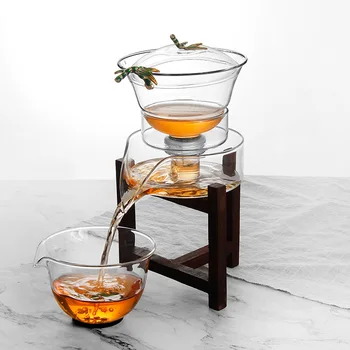 Creative Ceainic de Sticlă de uz Casnic din Sticlă rezistente la Căldură de Flori Ceainic Leneș Semi-automată, ceainic Pastorală Imitație de Piatră Ceainic