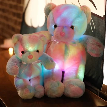 Creative LED-ursulet Colorat Stralucitoare Urs de Pluș Luminos Jucărie Animal de Pluș Moale Papusa Pentru Fete Copii Cadou de Crăciun