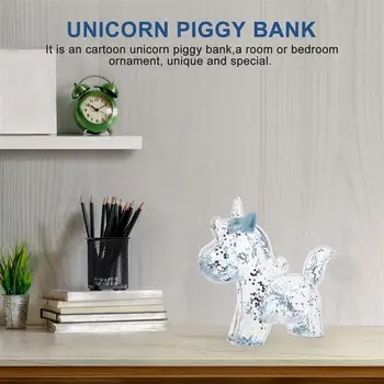 Creative Unicorn Monedă Banca Transparent Unicorn Pusculita Adorabil Bani Oală
