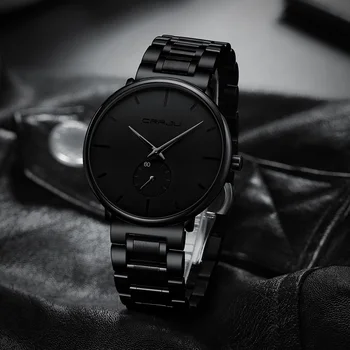 CRRJU Noi Bărbați Minimalist Ceas de Lux de Top Negru din Oțel Inoxidabil Ceas Sport Fashion Impermeabil Cuarț Ceas pentru Bărbați relogio