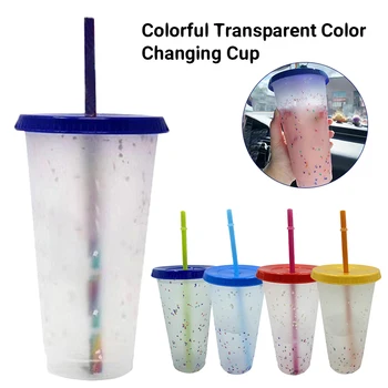 Cu Paie Creative Cesti De Apa Schimbarea Reutilizabile Culoare Cupa Magic De Plastic Cu Apă Rece De Schimbare A Culorii Paharul Tumbler Decolorare