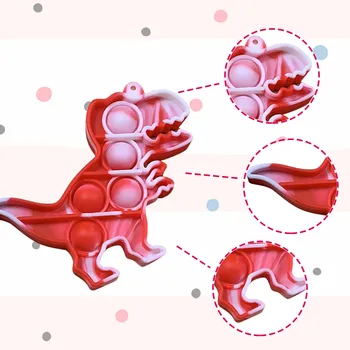 Curcubeu Dinozaur Popping Jucării Silicon Joc Pentru a Calma Anxietate Stres Jucării de Culoare Dinozaur pentru Copii Senzoriale de Cunoaștere Jucărie