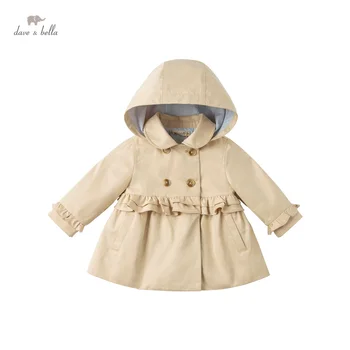 DBS16261 dave bella primăvară copii fete de moda solid ruched haina cu gluga pentru copii topuri infant toddler îmbrăcăminte exterioară