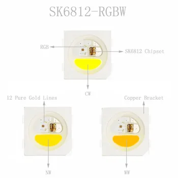 DC5V SK6812 RGBW (Similar WS2812B) 4 În 1 Individuale Adresabile Benzi cu Led-uri CW NW WW 30/60/144 Led-uri/Pixeli/m
