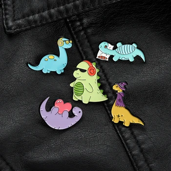 Desene animate dinosaur moda Cool Rock Email Pin Greu Ace de Rever Figura Brosa Brosa Accesorii Bijuterii Cadouri Amuzante La Prieteni