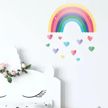 Desene animate dragoste curcubeu de Perete Autocolant pentru copii, camere copii, living decoratiuni dormitor, tapet de culoare Murală pepinieră autocolante