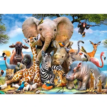 Diamant Pictura Pătrat Animal Home Decor Mozaic Elefant Broderie Giraffe Diamant Arta Burghiu Plin