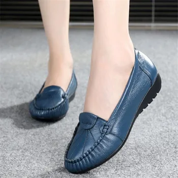 Dimensiunea 34-43 Primăvara Anului 2021 Feminin Elegant Din Piele Mocasini Femei Pantofi Plat Toc Mic Rotund Toe Slip-On Pantofi Pentru Condus