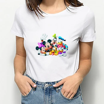 Disney Goofy Merge la Universitate Grafic T Shirt 2021 Nou Top de Vară Estetice Maneca Scurta Casual Crewneck Tricou Ropa Mujer