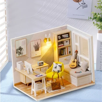 DIY Hut Camera de Studiu Jucării Kit Printesa Casă de Păpuși Lucrate Manual Asamblare Mobilier Model 3D din Lemn in Miniatura Păpuși Jucării