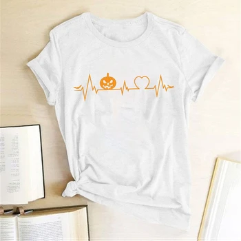 Dovleac Inima Lilieci Print Halloween T-shirt Femei de Vară 2020 Graphic Tee de Moda cu Maneci Scurte Estetice Haine Mujer Camisetas
