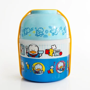 Drăguț desen Animat Japonez Papusa Dublu Strat Cuplu Cutie de Prânz Copilul Bento Alimentare Container Capacitate 850ml Ușor Durabil Instrumente