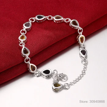 Dulce Argint 925 Culoare Zirconia Inima Brățară Pentru Femei de Valentine Cadou Bijuterii pulseras S-B264