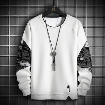 E-BAIHUI Tricou Poliester Oversizd Crewneck Jachete Mozaic de Moda Hip Hop Streetwear Liber Casual de Îmbrăcăminte pentru Bărbați