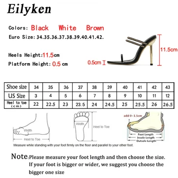 Eilyken Noua Femeie De Mari Dimensiuni 42 Sexy Degetul Ascutit De Metal Subțire Tocuri Inalte Femei Papuci Lanț De Moda Designer De Sandale Pantofi De Vara