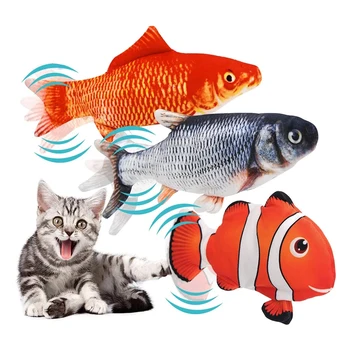 Electric Flop Pește În Mișcare Pisica Kicker Pește Jucărie Realist Floppy Pește Wiggle Pește Catnip Jucării De Pluș Interactiv Cat Jucării