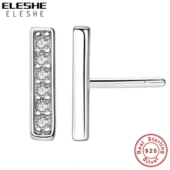 ELESHE Moda Cristal Geometrice Bar Cercel Nunta de Argint 925 Cercei Pentru Femei Minimalist Bijuterii Cadou de Crăciun
