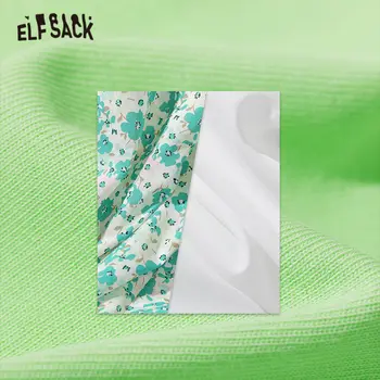ELFSACK Verde Disty Imprimare Florale Rochie Mini Casual Femei Fals 2 Piese Set de Vară 2020 ELF Epocă coreean Fetișcană de zi cu Zi Rochia