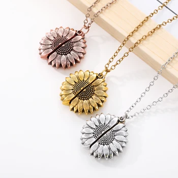 Esti Raza Mea De Soare Floarea-Soarelui Colier Deschide Medalion Pandantiv Din Oțel Inoxidabil Pentru Femeie Nou Design De Moda Boemia Lanț Lung