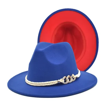 Fedoras margine largă pălărie Panama pălărie de fetru pentru bărbați jazz pălărie biserica capacul de sus britanice femei pălării pentru bărbați шляпа женская