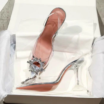 Femei de lux Pompe Transparente, Tocuri inalte Sexy Subliniat Toe Slip-on Petrecere de Nunta Pantofi de Brand de Moda Pentru Doamna sandale cu platforma
