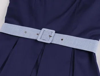 Femei Stripe Bow Capac Mâneci Cutat 1940 Rochie de Epocă