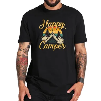Fericit Camping Tricou Vintage Tricou Moale Respirabil Topuri de Vara Tricou Bumbac Dimensiunea UE