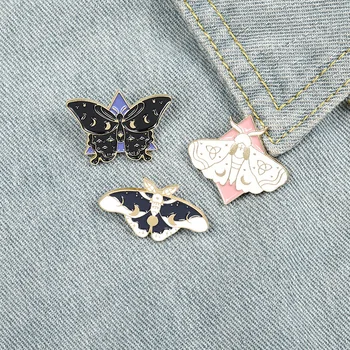 Fluture de Molie Email Pini Luna Cerul Înstelat Reverie Brosa Sac Tricouri Haine Pin Rever Gotic Insigna de Bijuterii Cadou pentru Copii Prieten