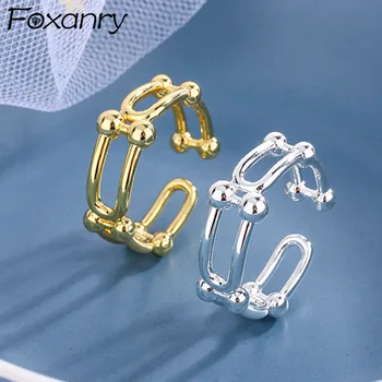 Foxanry Argint 925 Inele pentru Femei Nou Trend Elegant, Fermecător Creative în Formă de U Catarama Bijuterii Cadouri Accesorii de Petrecere