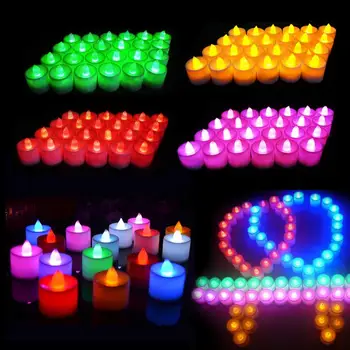 Fără Flacără Electronic Lumânări Tealight Led, Alimentat Cu Baterii De Simulare Culoare Flacără Lumânare Stâlp Bluk Pentru Partid Decor Romantic