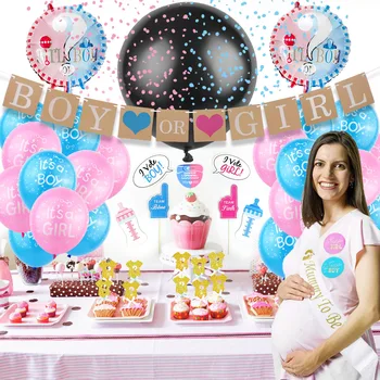 Gen Dezvăluie Tacamuri Fată sau Băiat Balon Latex Baby shower Confetti, Baloane Petrecere Decoratiuni Copii Favoarea Consumabile