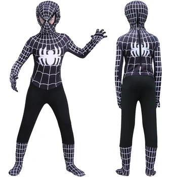 Halloween Nou Spiderboy Masca Costum Rochie Fancy pentru Adulți Copii super-Eroi Body Alb Negru Spandex 3D Cosplay Îmbrăcăminte