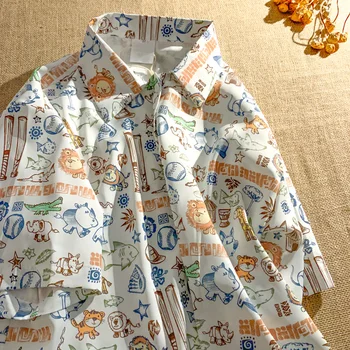 Harajpoo Camasi Femei Japoneze Retro Completă De Imprimare De Desene Animate Bluze De Vara Pentru Femeie Vrac Drăguț Mâneci Scurte Trendy Design Nișă Topuri