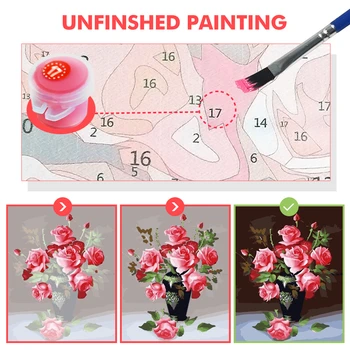 HUACAN Vopsea De Numere de Flori In Vaza de Desen Pe Panza pictate manual Pictura Arta Cadou DIY Imagini De Numărul de Kituri de Decor Acasă